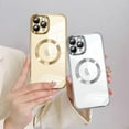 thumbnail image 2 of Magnetic Clear for iPhone 11 Pro Max Case with Camera Lens Protector [Compatible with MagSafe] Luxury Plating Bumper Soft TPU Shockproof Protective Slim Phone Cover for Women Girls-Gold, 2 of 6