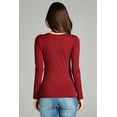 thumbnail image 4 of Emmalise Women's Plain Basic Scoop Neck Long Sleeve TShirt Tee - Burgundy, 1XL, 4 of 6
