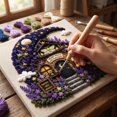 thumbnail image 6 of Fabric Poke Art Kit No Sew, Whimsical Village Cottage Punch Needle Craft for Adults, 6 of 6