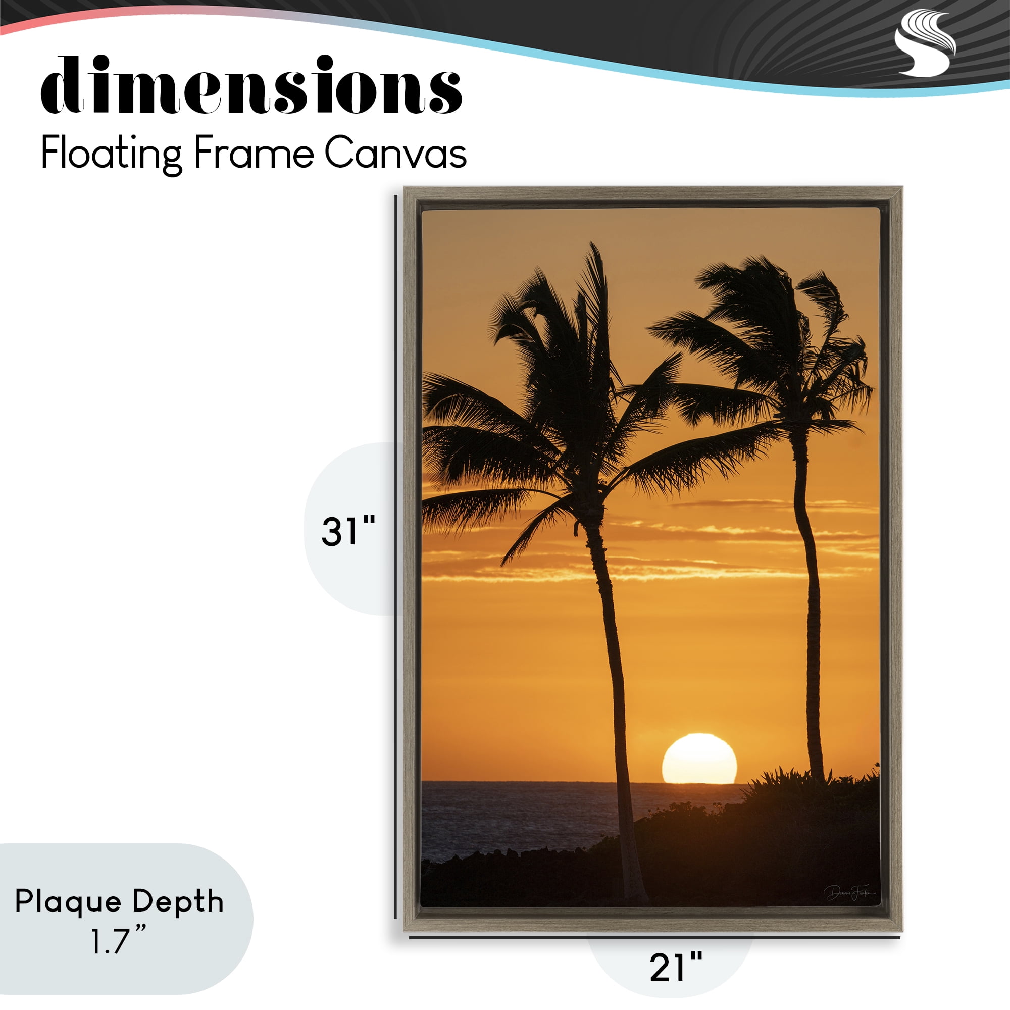 Stupell Industries Sunset Through Palm Trees Brown Framed Floater Canvas Wall Art, design by Dennis Frates