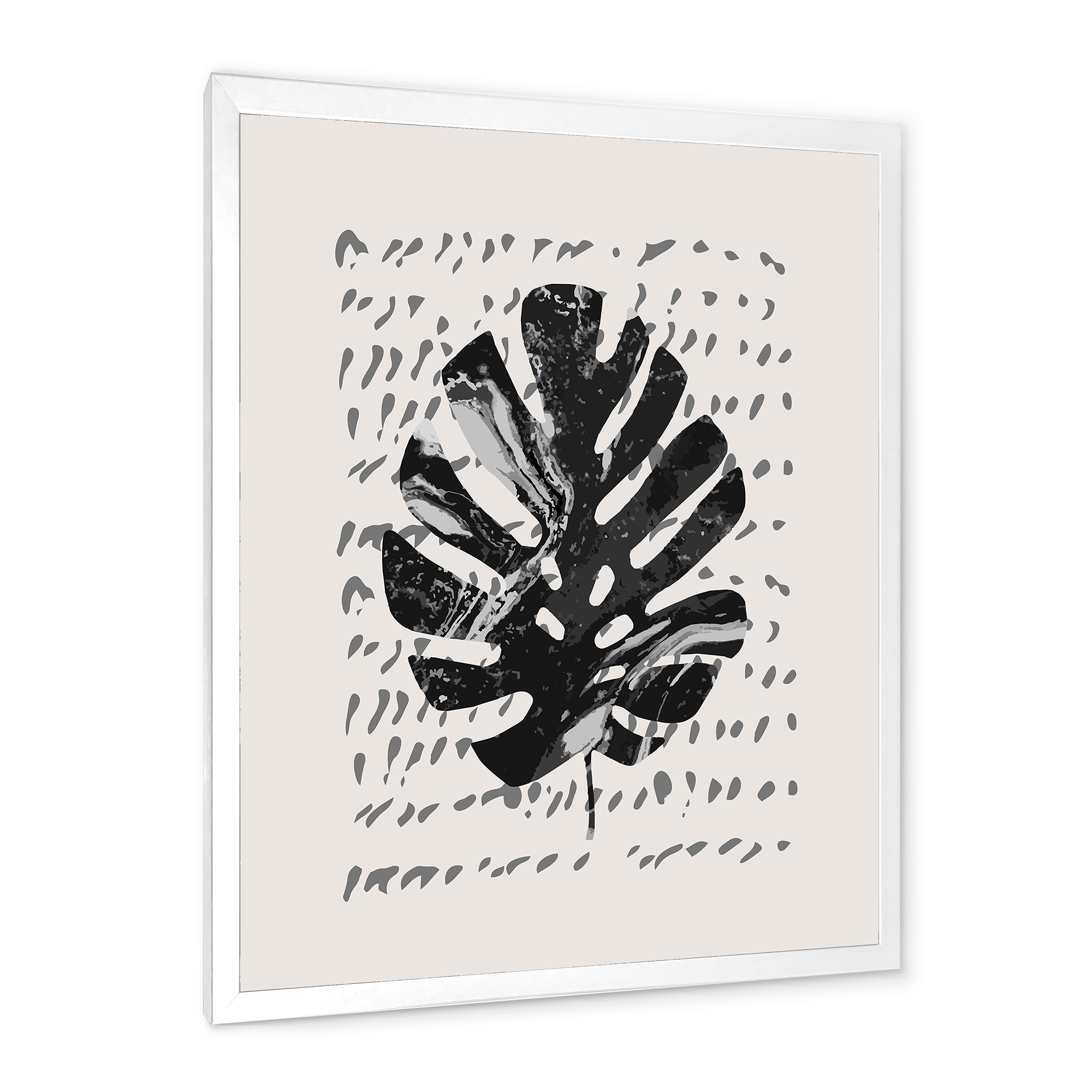 Designart 'Minimal Tropical Palm Leaf Over Grunge Texture' Tropical Framed Art Print