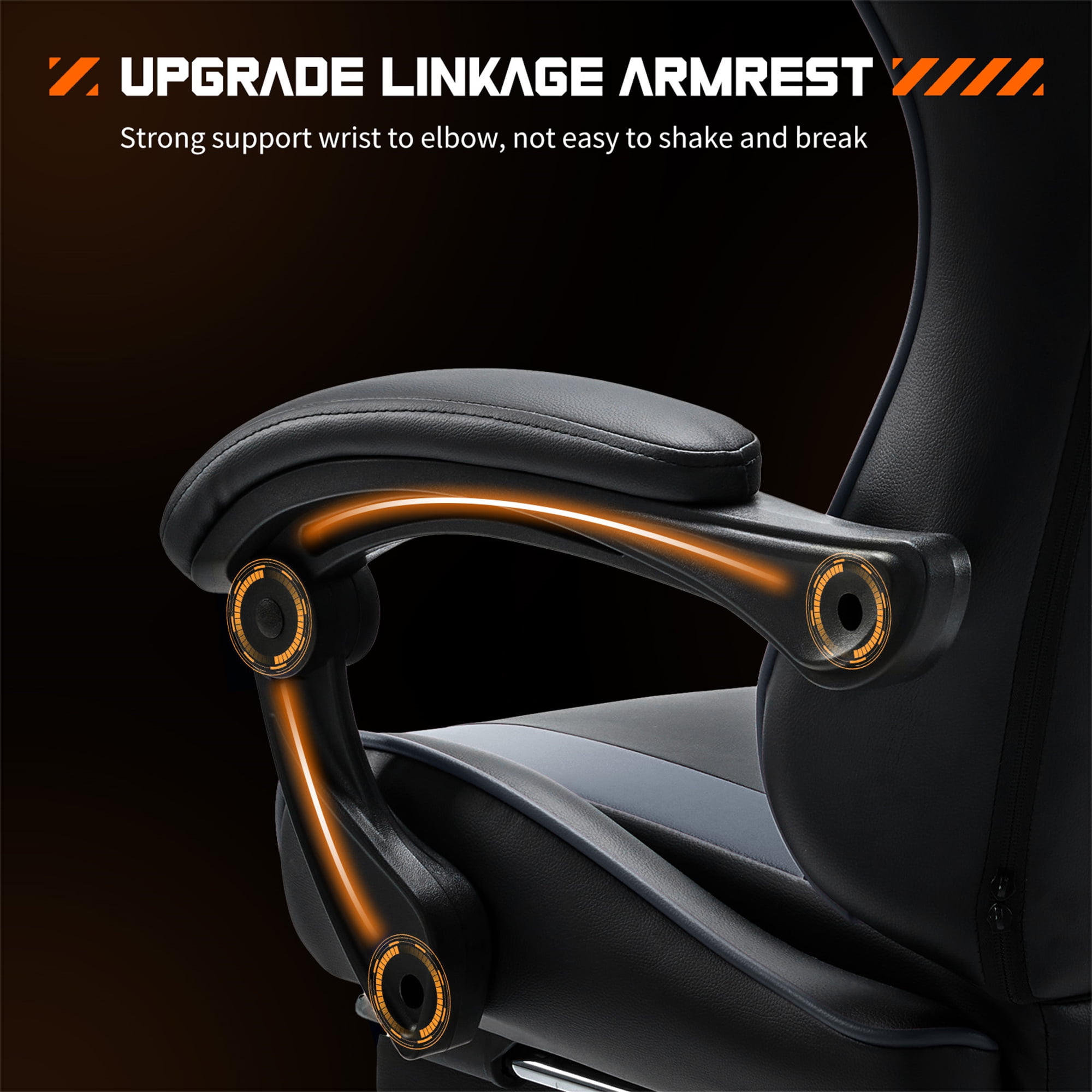 Aukfa Video Game Chair with Footrest, Racing Style Gamer Chair w/ Lumbar Support for Adults, Gray