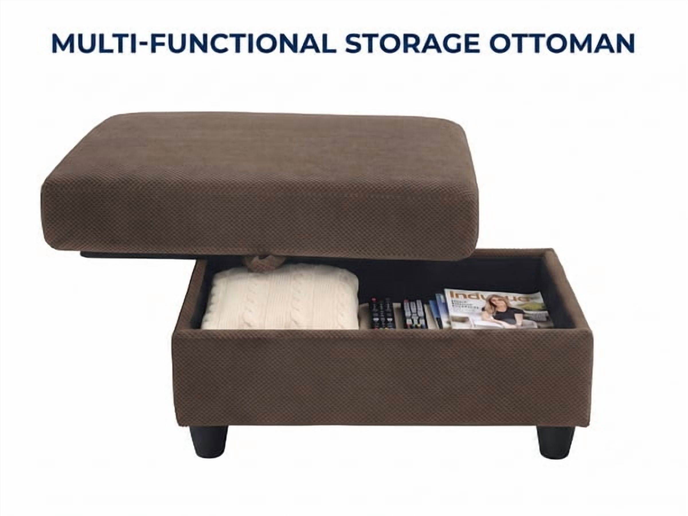 34" Accent Chair and Storage Ottoman Set, Reclining Sleeper Bed with Cupholders and USB-C Ports
