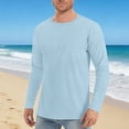thumbnail image 2 of Men's UPF 50+ Sun Protection Long Sleeve Shirts, Lightweight Textured UV SPF Water Resistant Outdoor Tops, Breathable for Hiking Fishing Swimming, Regular Fit S-2XL Light Blue, 2 of 6