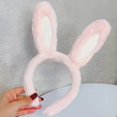 thumbnail image 3 of Skymirror Easter Bunny Ear Headband Patchwork Color Soft Plush Hair Hoop Washing Face Bathroom Girl Headband Head Accessories, 3 of 7