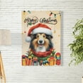 thumbnail image 2 of Merry Christmas Santa Shetland Sheepdog Scarf Twinkling Lights Xmas Holiday Vertical Matte Canvas Poster Sheltie Dog Lover Gifts Wall Art Home Decor - 00022, 2 of 5