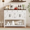 thumbnail image 6 of Juiluna 47.2inch Large Sideboard Buffet Cabinet, Farmhouse Coffee Bar Cupboard Cabinet Storage, Wood Console Table with 2 Drawers for Kitchen Dining Living Room Entryway, White/Brown, 6 of 7