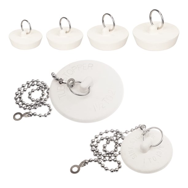 Tapones para Bañera Opzour 6 Piezas de Goma con Cadenas de Acero Inoxidable