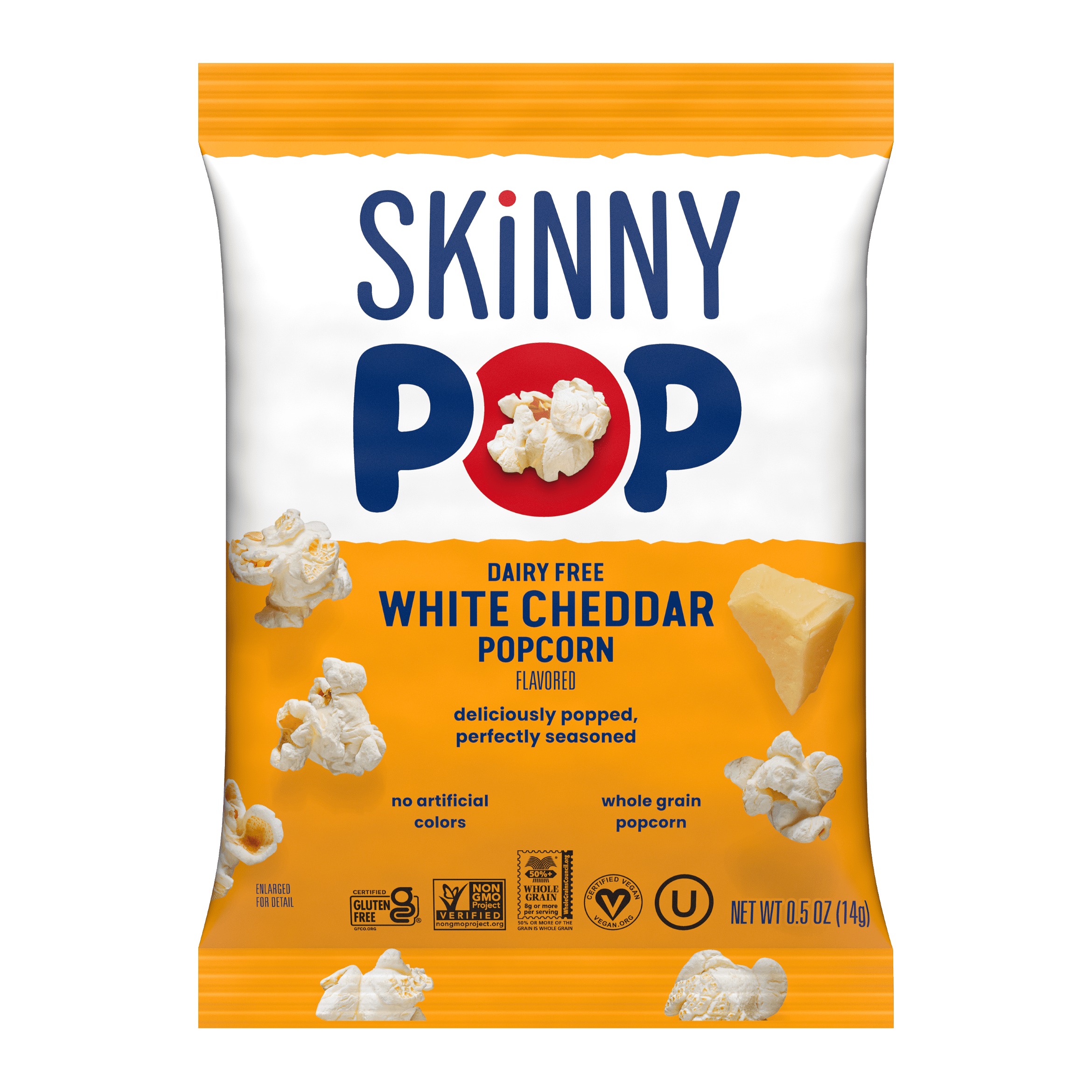 (4 pack) SkinnyPop Dairy Free White Cheddar Popcorn, 0.5 oz Snack-Size Bags, 10 Count