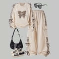 thumbnail image 6 of Linfrsh Little Girl Clothes 2 Piece Outfits Fashion Sweatshirts + Cargo Pants Long Sleeve Tracksuit Fall Winter Clothing Size 8-12 Years (Beige,10-11 Years), 6 of 8