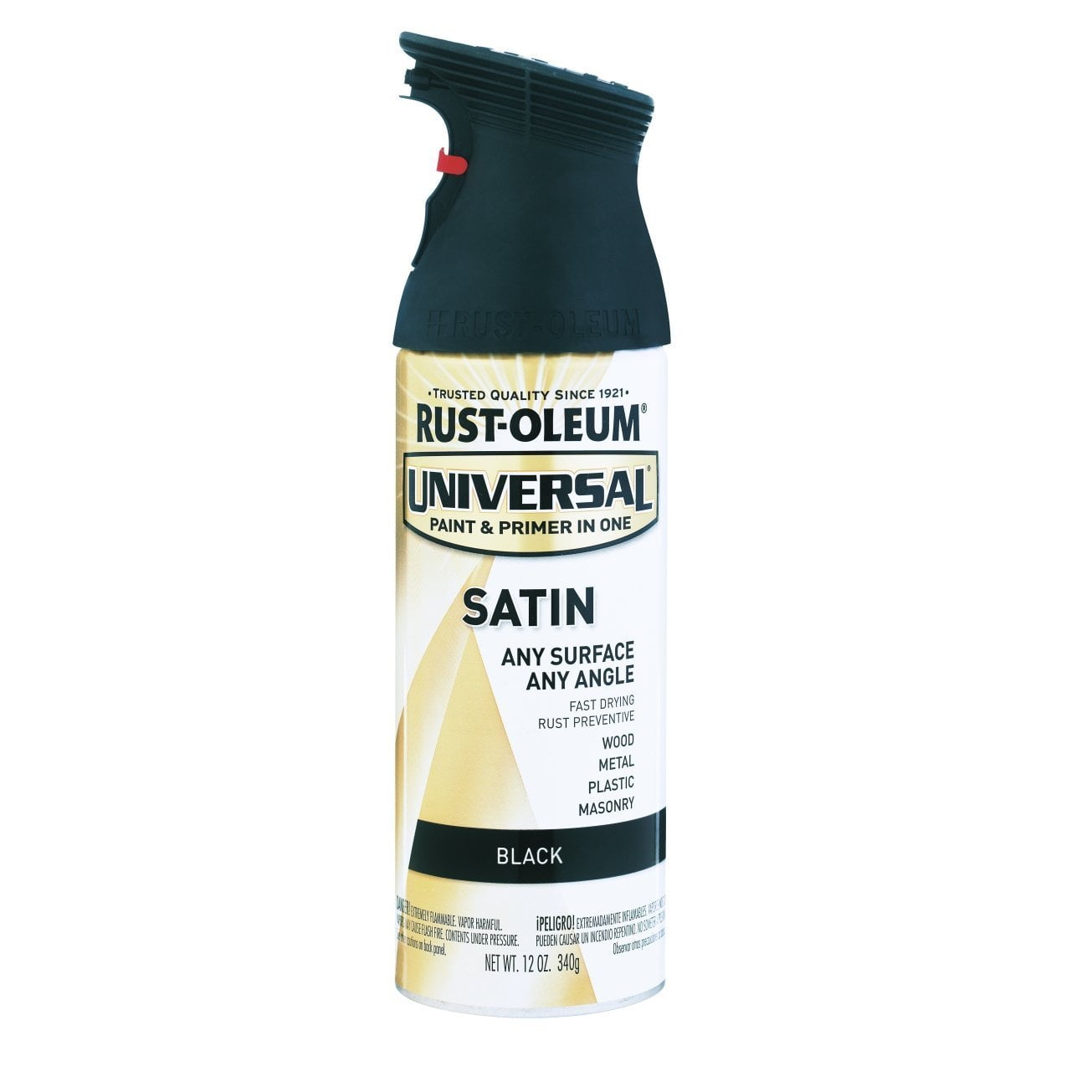 12 Oz Black Universal Spray Paint Satin [Set of 6]