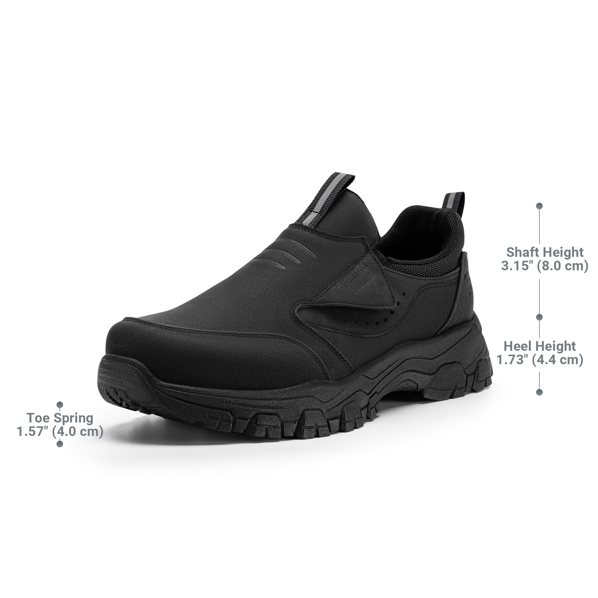 Fittington Slip on Shoes for Men Hiking Walking Shoes Trekking Loafer with Arch Support, Black-Size 13
