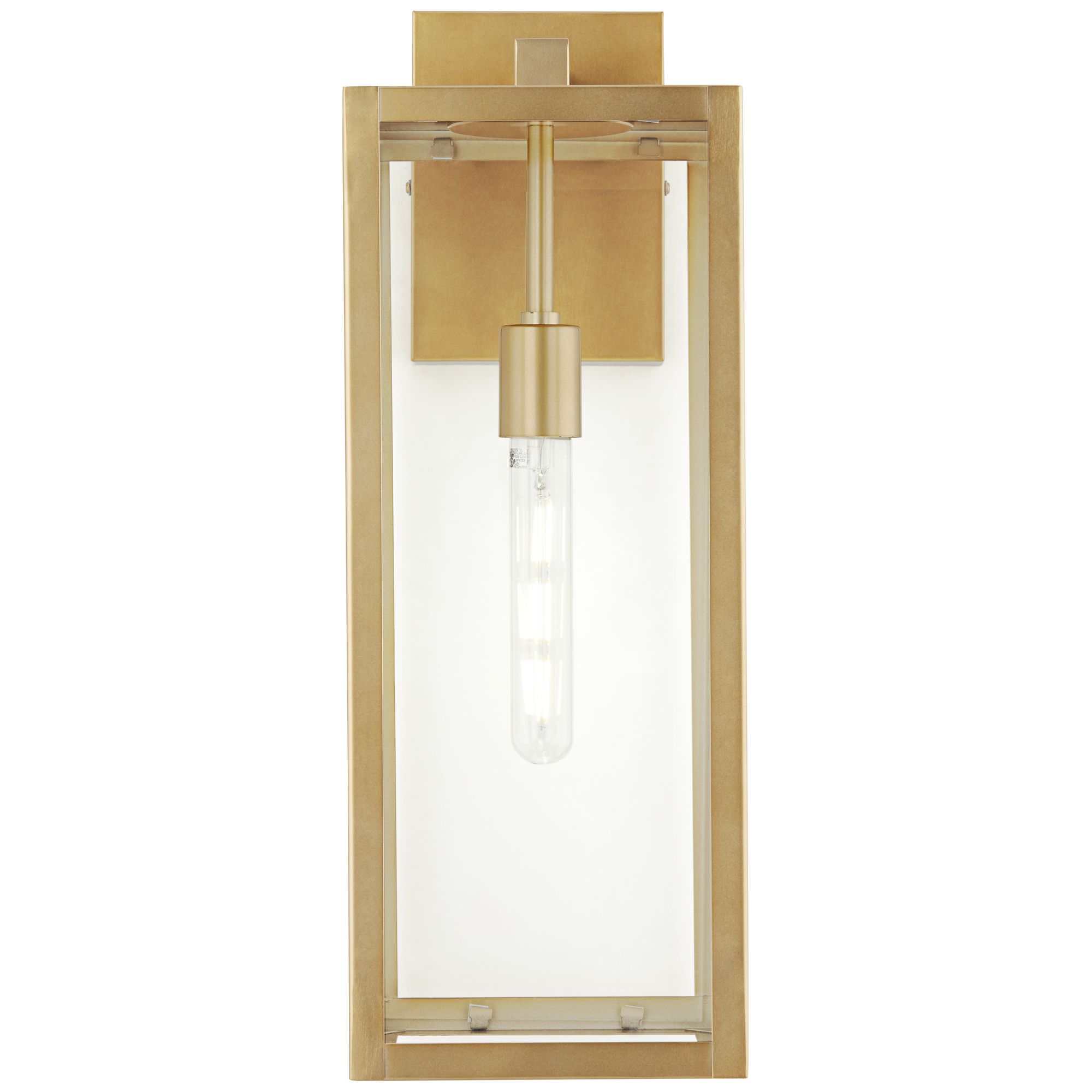 John Timberland Titan Modern Outdoor Wall Light Fixtures Set of 2 Soft Gold Rectangular Frame 20 1/4" Clear Glass for Post Exterior Barn