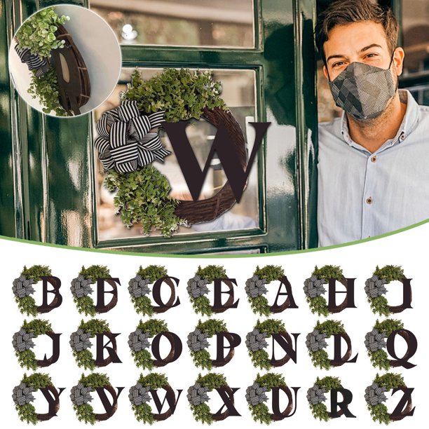 Xihbxyly Corona de Letras de Primavera, Base Natural Hecha a Mano, Hermoso Marco de Ratán, Diseño Único de Guirnalda de Hojas, Uso Interior y Exterior, Perfecta para San Valentín, Pascua, Día de La M