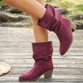 thumbnail image 6 of Willtoo Women's Faux Suede Ankle Boots, Slouchy Ruched Chunky Heel Booties, Round Toe Comfortable Pull-On Casual Shoes, 6 of 6