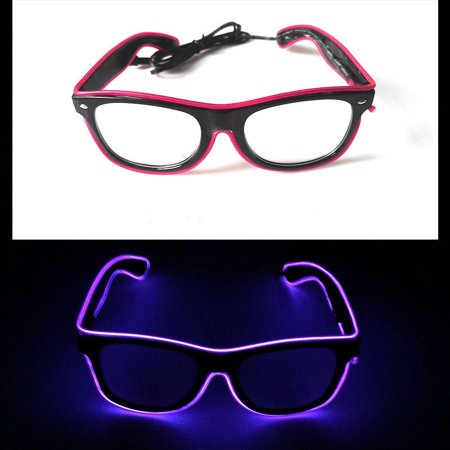 LED Light Up Glasses Battery Powered EL Wire Glowing Eyeglasses for Rave Celebrations Festivals Parties in Green Blue