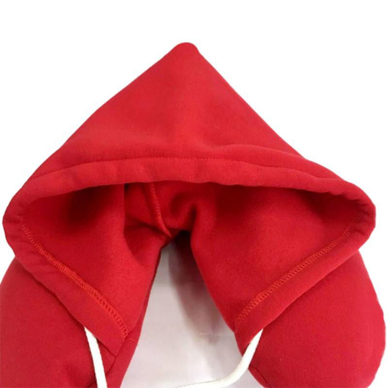 Soft Comfortable Hooded Neck Travel Pillow U Shape Airplane Pillow with Hoodie 