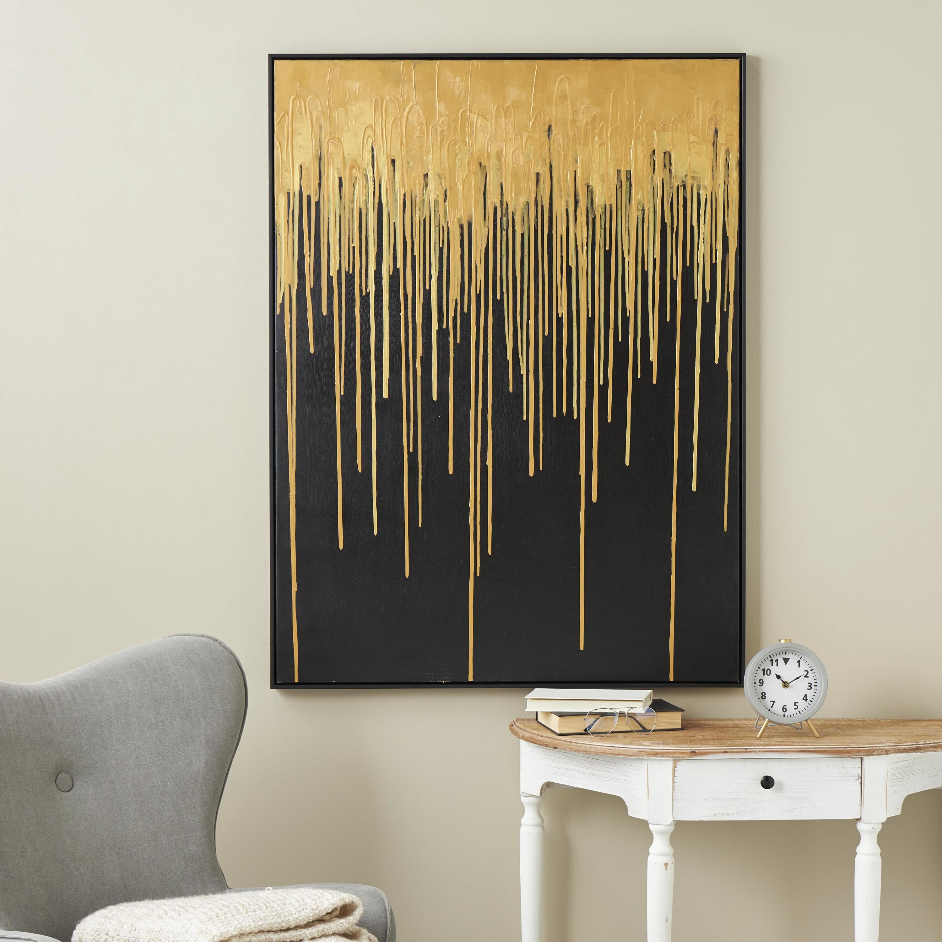 36" x 48" Melting Drip Abstract Framed Wall Art with Black Frame, by DecMode
