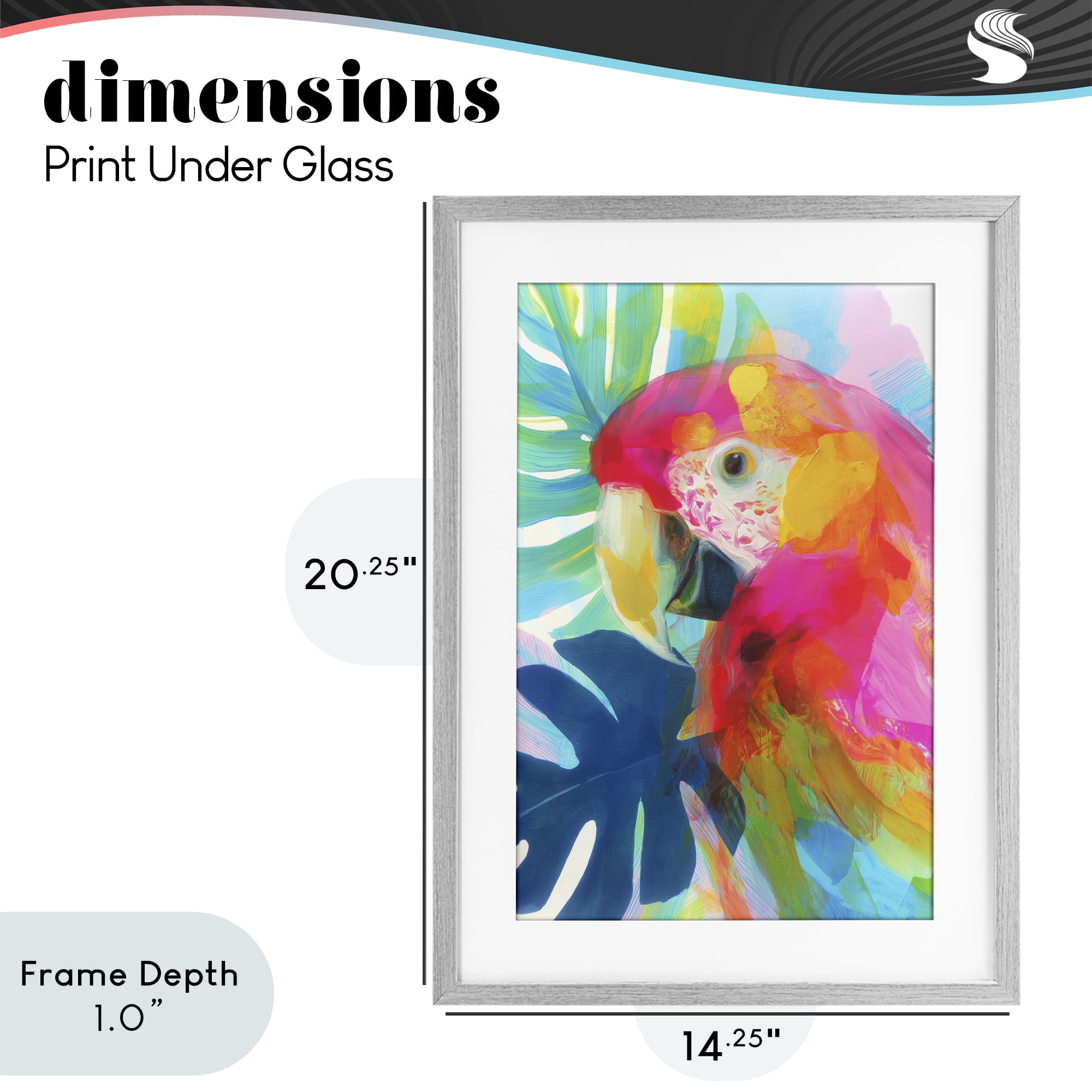 Stupell Industries Scarlet Macaw in Paradise Gray Framed Print Under Glass, design by Chromatic Storm Studio