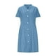 thumbnail image 4 of mfyjkho Vestidos midi para mujer, Vestido de enfermera de color liso con bolsillos, cuello alto y botones para mujer, vestido de trabajo midi Vestidos de otoño xxl, 4 of 6