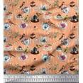 thumbnail image 1 of Soimoi Cotton Jersey Fabric Bird,Tea Kettle & Cupcake Food Print Sewing Fabric Yard 58 Inch Wide, 1 of 1