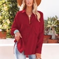 thumbnail image 5 of Hontri Clearance! Shirts for Women Ladies Summer Stand Collar Loose Button up Women Solid Color Shirts Casual Pocket Shirts Tops T Shirts for Women Red,3Xl, 5 of 7