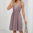 thumbnail image 4 of Vestido De Mujer Vestido de verano para mujer Vestido elegante con bolsillo Simple para fiesta navideña (Púrpura XL) Ygjytge para Mujer Púrpura T S, 4 of 8