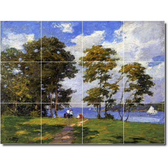 Ceramic Tile Mural-Edward Potthast Landscapes Painting 187. 17" w x 12.75" h using (12) 4.25 x 4.25 ceramic tiles