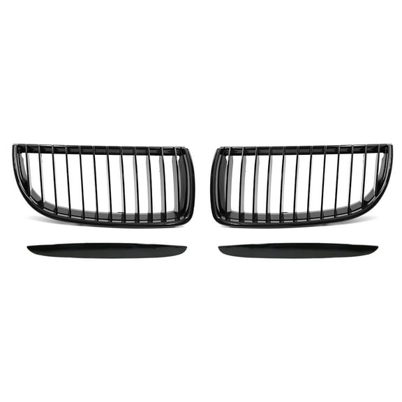 Unique Bargains Pair Glossy Black Car Front Bumper Grille for BMW E90