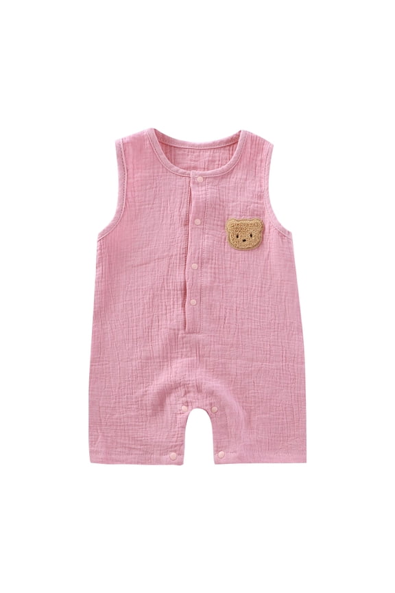 Baby Girl Clothes Summer Infant Girl Clothes Bodysuit Baby Girl Baby Sleeveless Short Outfits Cute Breathable Crewneck Home Romper Button Down Summer Clos Size 6-12 Months,Pink