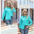 thumbnail image 4 of Women's Button Down Shirts Long Sleeve Dress Shirts Wrinkle Free Collared Work Office Tops Blue L, 4 of 6