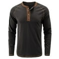 thumbnail image 5 of Leesechin Men's Big and Tall Pullover Button Long Sleeve Bottoming Shirt Round Neck T-Shirt Top, 5 of 6