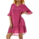 thumbnail image 3 of SAYOO Vestido de Mujer, Cuello en V, Sólido, con Volantes, Suelto, de Verano, Casual, Vestido de Playa SAYOO Sexy, 3 of 9