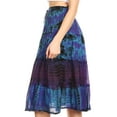 thumbnail image 3 of Sakkas Antonia Women's Skirt Tie Dye Boho Elastic Waist Adjustable Embroidery - Royal Blue - One Size, 3 of 5