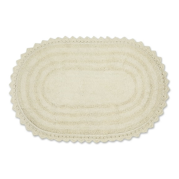 Off White Large Oval Crochet Bath Mat