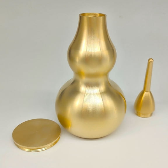 COSMOBETTY 1Pack Golden Brass Gourd Adornment Traditional Chinese Design Auspicious Symbol Home Decor 14X5.8X5.8in