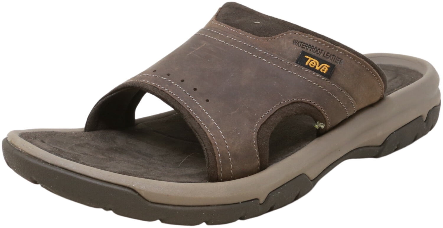Langdon Slide Walnut Leather Sandal 