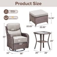 thumbnail image 4 of Jentlehouse Outdoor Patio Furniture Set,Outdoor Swivel Rocker Chair with Ottomans & Side Table,Rattan Conversation Set for Balcony Garden Porch, 4 of 12