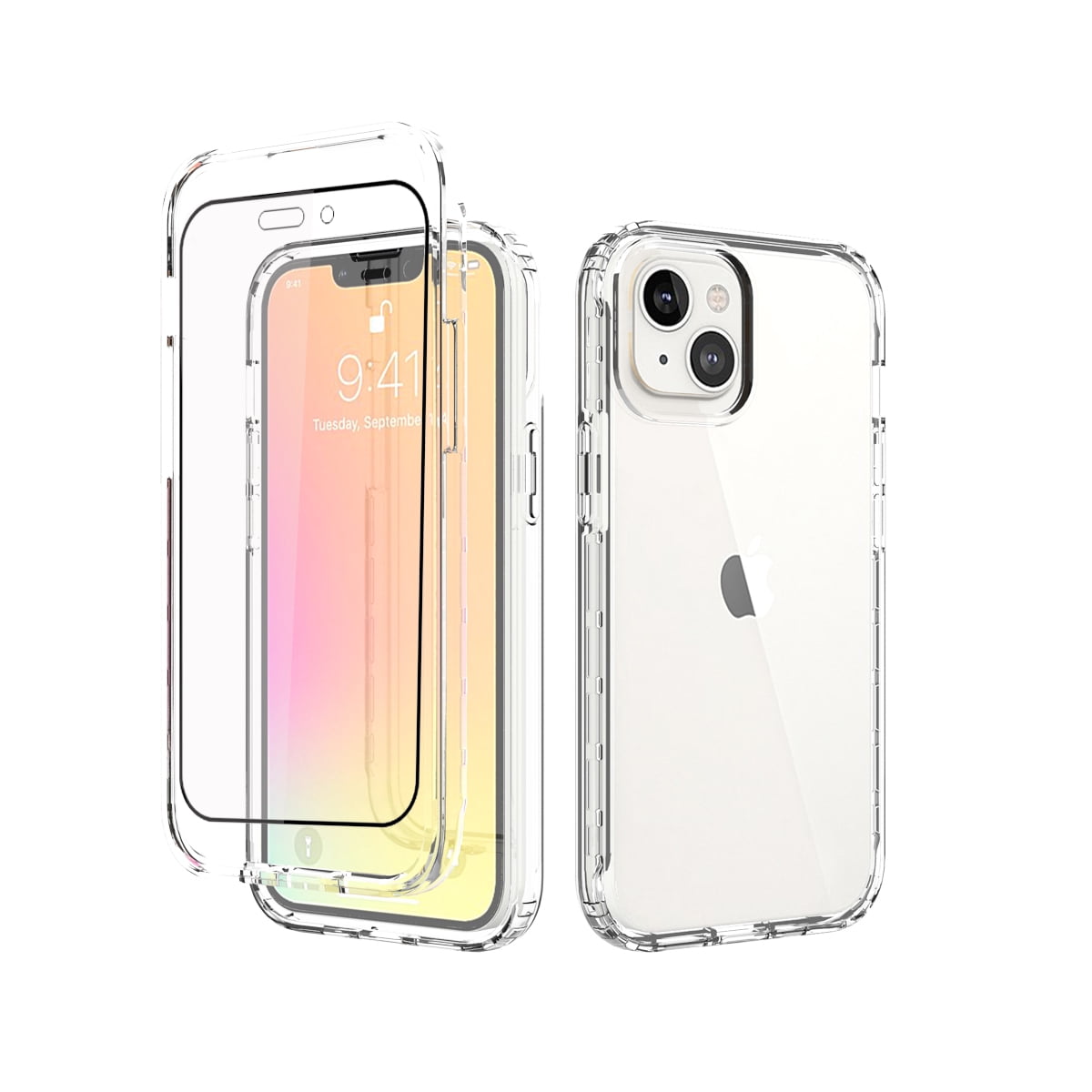 NIFFPD Crystal Clear iPhone 14 Pro Case with Screen Protector Yellowing-Resistant Shockproof Protective Phone Case for iPhone 14 Pro 6.1'