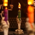 thumbnail image 4 of 2 velas de mano de esqueleto, candelabro de calavera de Halloween, candelabro decorativo de Halloween, lámpara de velas sin llama de mano fantasma de esqueleto para decoración del hogar, fiesta de, 4 of 7