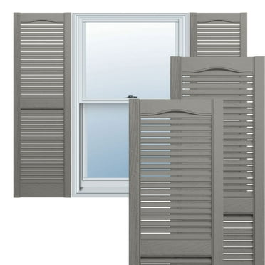 Ekena Millwork 14 1/2"W x 73"H Mid-America Vinyl, TailorMade Cathedral Top Center Mullion, Open Louver Shutters, w/Installation Shutter-Lok's (Per Pair), 008 - Clay