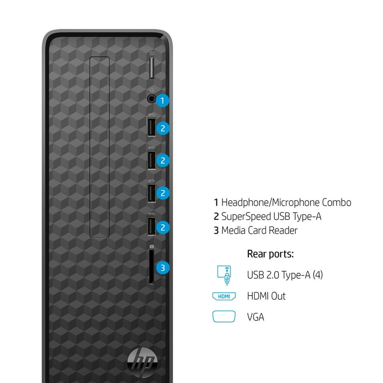 HP Slim Mini PC Desktop, Intel Core i3-10105, 8GB RAM, 256GB