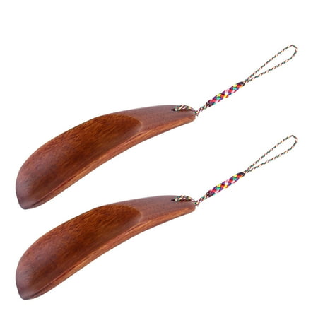 

2 Pcs Wooden Shoehorn Flexible Shoe Horn Small Simple Shoe Lifter (Brown)