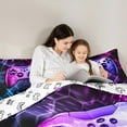 thumbnail image 4 of jejeloiu Game Console 7-Piece Bedding Comforter Set,Gamer Gaming King Bedding Sets,Pink Purple Hexagon Bed Sheets For Boys,Breathable Bedroom Decorative Reversible, 4 of 8