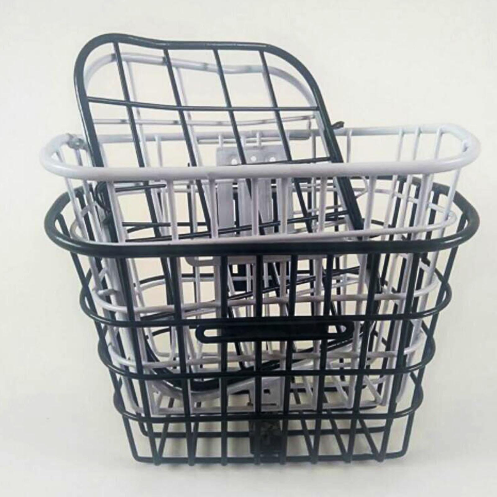 Bike Cycling Basket Quick Release Front Handlebar Multifunction Wire Basket Large Capacity Electric Bike Basket for Man Boys Woman Girls Black