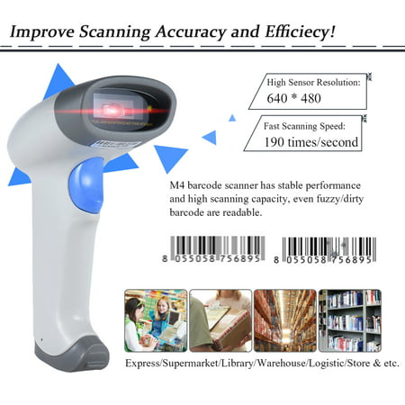 Aibecy 2D QR 1D USB Barcode Scanner CCD Red Light PDF417 Screen Scanning Bar Code Reader Support Multiple Language for Wechat Alipay Mobile (Best Qr And Barcode Scanner)