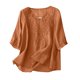 thumbnail image 4 of Neewe Women's Summer Casual V Neck Half Sleeve T-Shirts Solid Color Loose Fit Comfy Basic Cotton Linen Tops, 4 of 7