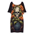 thumbnail image 3 of Sunflower Skull (5) Women's Off The Shoulder Ruffles Summer Wedding Guest Loose Casual Party Beach Dress, 3 of 9