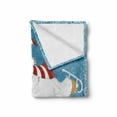 thumbnail image 2 of Bear Soft Flannel Fleece Throw Blanket, Polar Animal Christmas Hat and Scarf Ice Skating Ornamental Snowflakes and Swirls, Cozy Plush for Indoor and Outdoor Use, 50" x 60", Blue White, by Ambesonne, 2 of 6