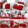 thumbnail image 5 of Vintage Linen 4 Piece Duvet Cover Set California King Size Pastoral Red Linen Texture Farmhouse Soft Bedding Set Comforter Cover, 1 Duvet Cover 1 Flat Sheets and 2 Pillowcases, 5 of 9